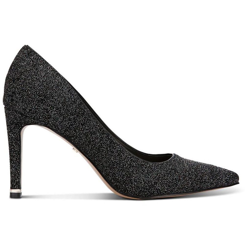 Kenneth Cole Black Glitter Pointed Heel with Silver Toe-Cap Detail